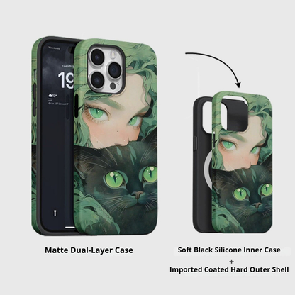 Green-Eyed Cat and Girl Case