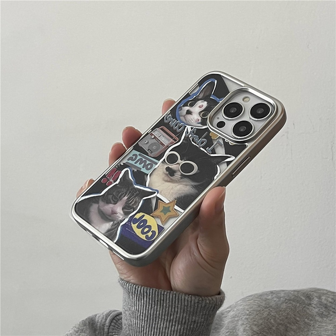 Cool & Quirky Puzzle Cat Electroplated Phone Case