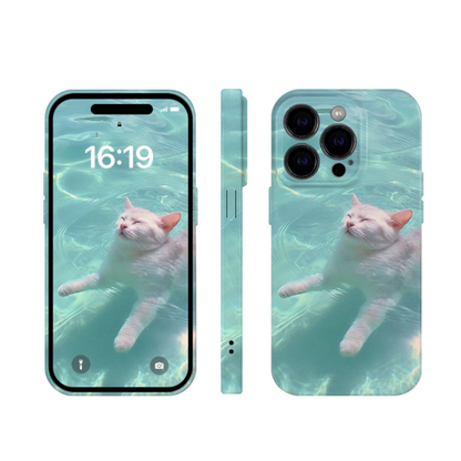 Swimming Kitty Minimal Phone Case