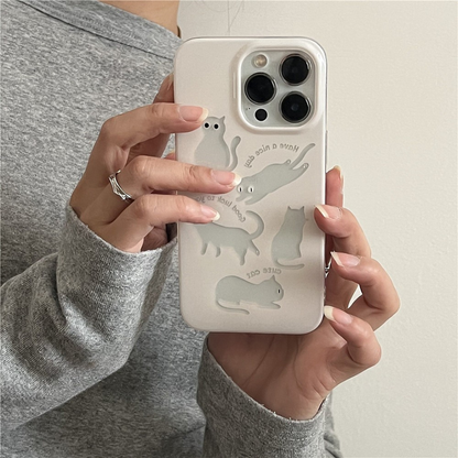 Cute Off-White Transparent Cat Phone Case