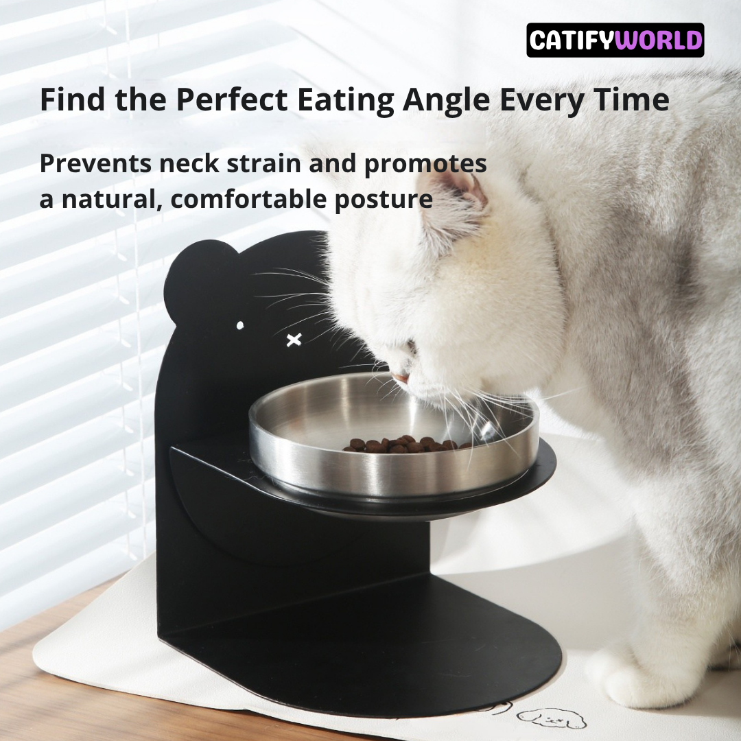 TiltEase Magnetic Stand Cat Bowl Stainless Steel