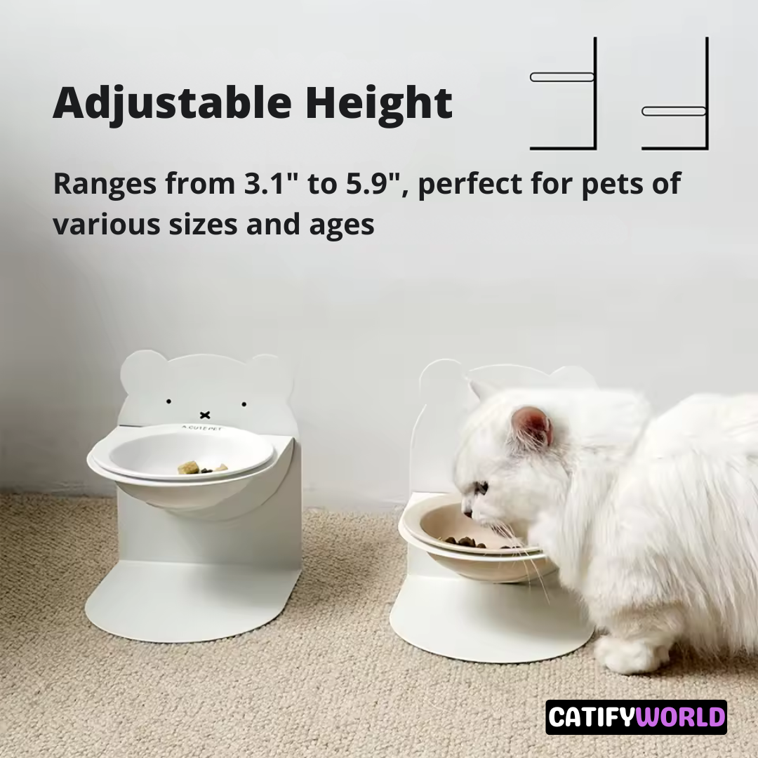 TiltEase Magnetic Stand Ceramic Cat Bowl