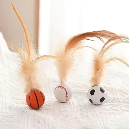 Feather Bouncy Ball Cat Toy