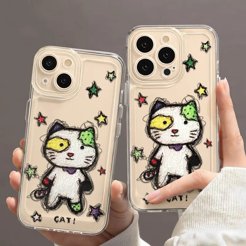 Starry Patchwork Kitty Phone Case