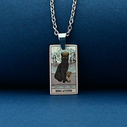 Vintage Cat Tarot Card Pendant Necklace