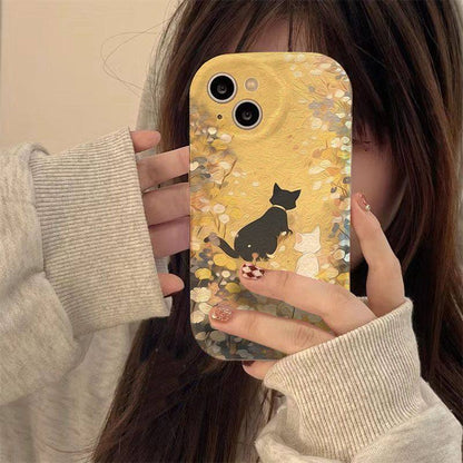 Oil Painting Style Black & White Cat Phone Case