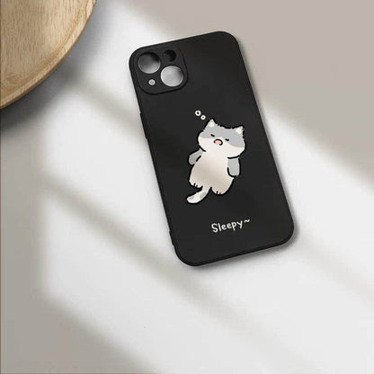 Sleepy Cat iPhone Case – Cute Cozy Aesthetic Silicone Phone Cover
