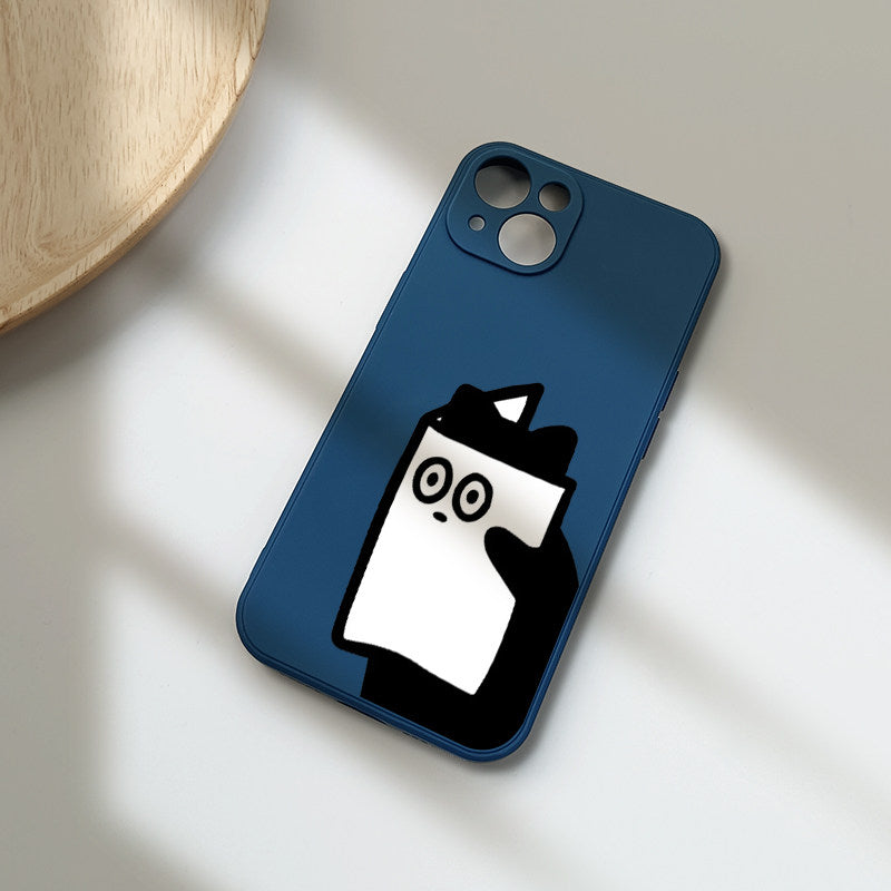 Reading Cat iPhone Case  Cute Introvert Aesthetic Blue Silicone Cover