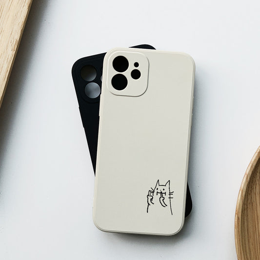 Funny Middle Finger Cat Phone Case  Cute but Rude Minimalist Aesthetic Silicone Cover