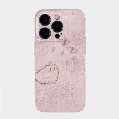 Cute Butterfly-Chasing Cat Phone Case