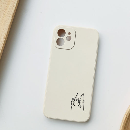 Funny Middle Finger Cat Phone Case  Cute but Rude Minimalist Aesthetic Silicone Cover