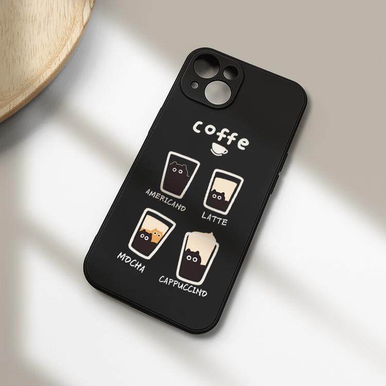 Cute Coffee Cat iPhone Case  Minimalist Aesthetic Silicone Phone Cover for Coffee Lovers