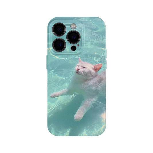 Swimming Kitty Minimal Phone Case