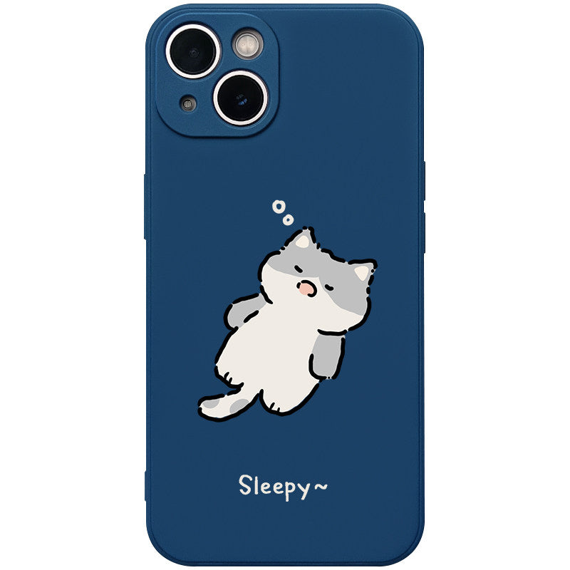 Sleepy Cat iPhone Case – Cute Cozy Aesthetic Silicone Phone Cover