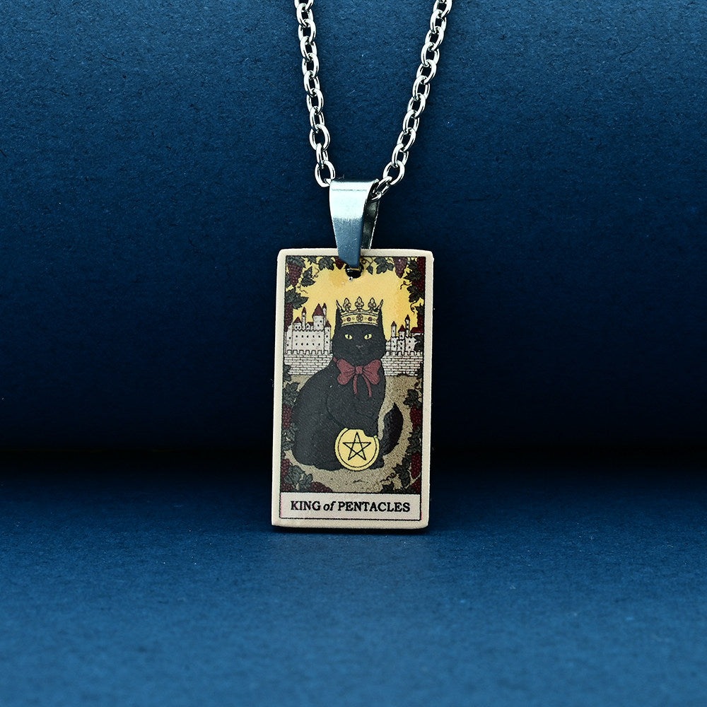 Vintage Cat Tarot Card Pendant Necklace