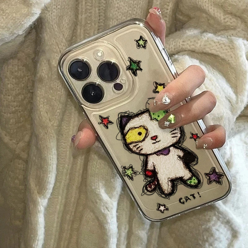 Starry Patchwork Kitty Phone Case