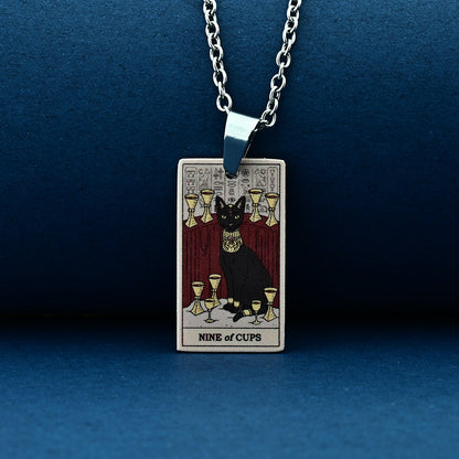 Vintage Cat Tarot Card Pendant Necklace