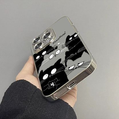 Silver Frame Cut-Out Cat Mirror Case