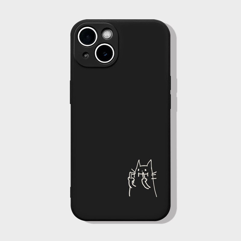 Funny Middle Finger Cat Phone Case  Cute but Rude Minimalist Aesthetic Silicone Cover