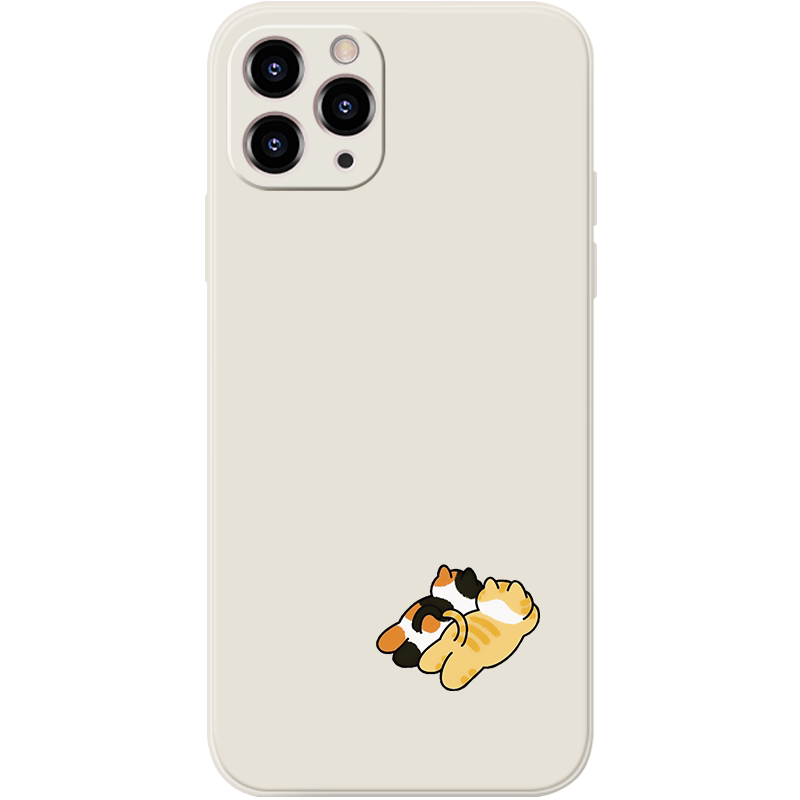 Cute Two Cats iPhone Case  Minimalist Aesthetic Silicone Phone Cover