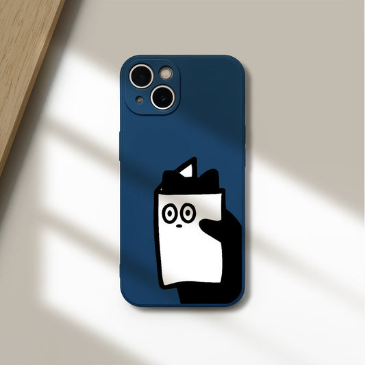 Reading Cat iPhone Case  Cute Introvert Aesthetic Blue Silicone Cover
