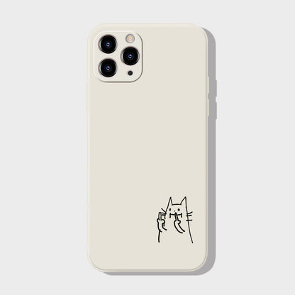 Funny Middle Finger Cat Phone Case  Cute but Rude Minimalist Aesthetic Silicone Cover