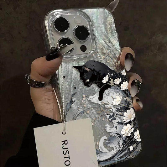 Silver Wave and Blossom Phone Case
