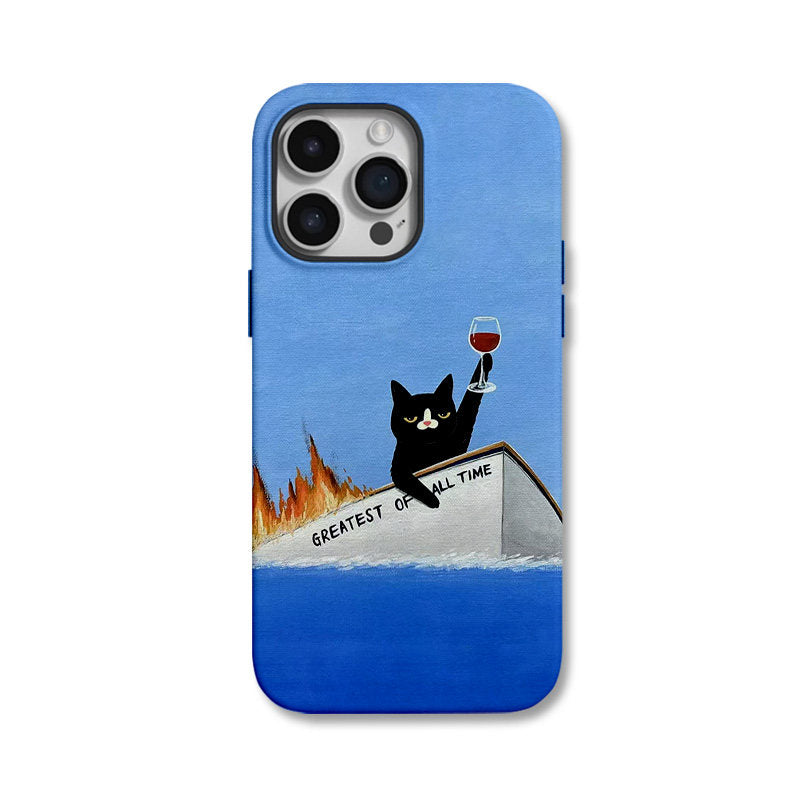 Cheers to Chaos Black Cat iPhone Case