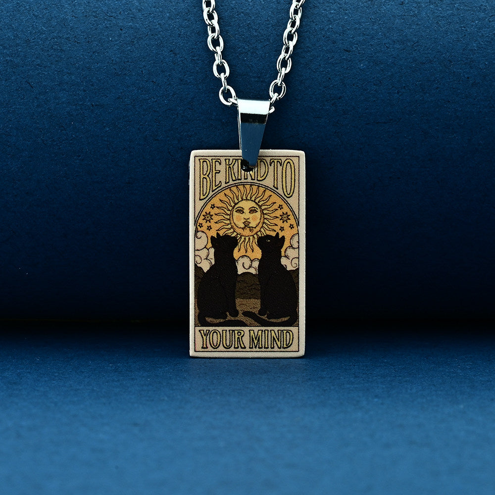 Vintage Cat Tarot Card Pendant Necklace