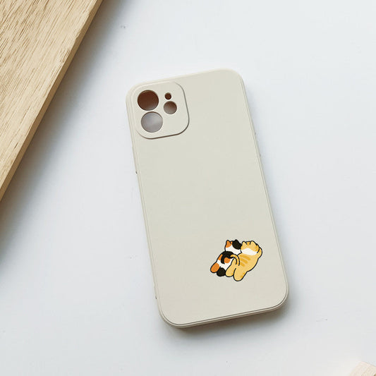 Cute Two Cats iPhone Case  Minimalist Aesthetic Silicone Phone Cover
