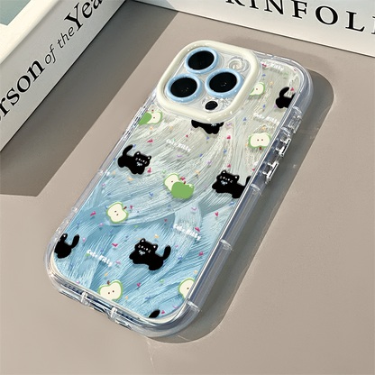 Cute Little Black Cat & Apple Case
