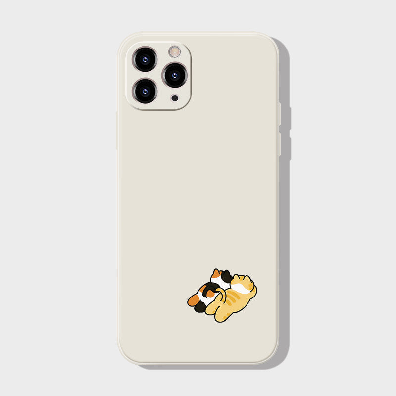 Cute Two Cats iPhone Case  Minimalist Aesthetic Silicone Phone Cover
