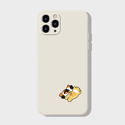 Cute Two Cats iPhone Case  Minimalist Aesthetic Silicone Phone Cover