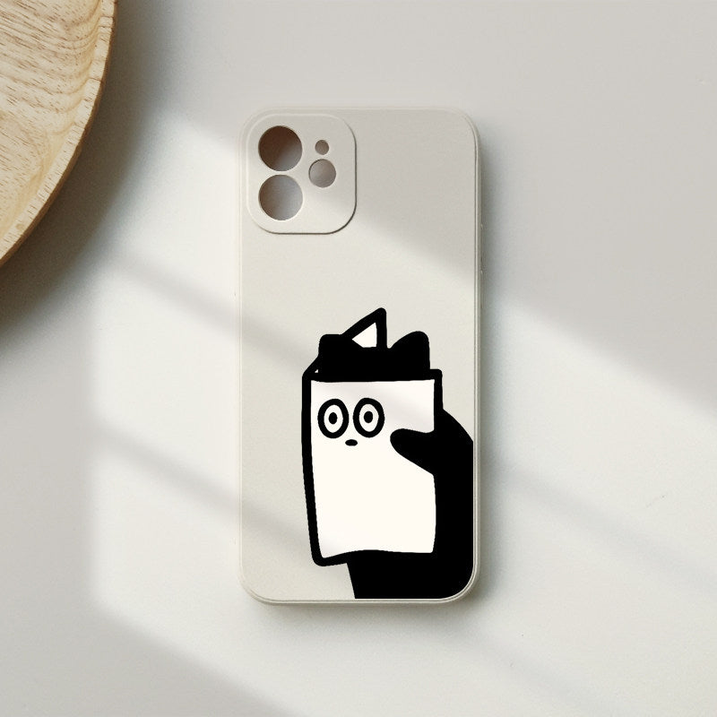 Reading Cat iPhone Case  Cute Introvert Aesthetic Blue Silicone Cover