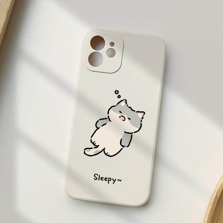 Sleepy Cat iPhone Case – Cute Cozy Aesthetic Silicone Phone Cover