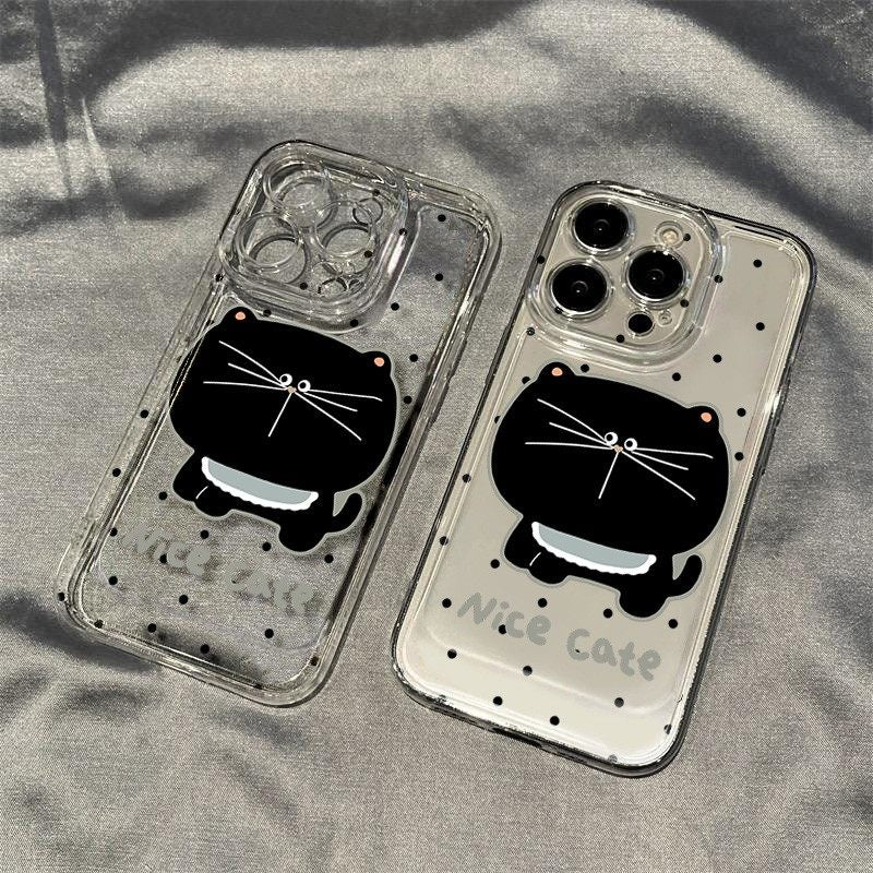 Polka Dot Big Face CatE Clear Phone Case