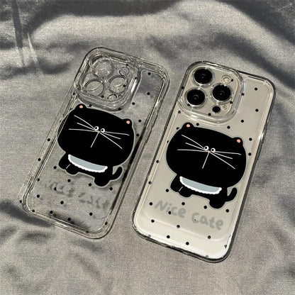 Polka Dot Big Face CatE Clear Phone Case