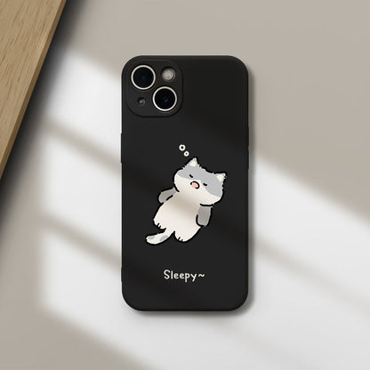 Sleepy Cat iPhone Case – Cute Cozy Aesthetic Silicone Phone Cover