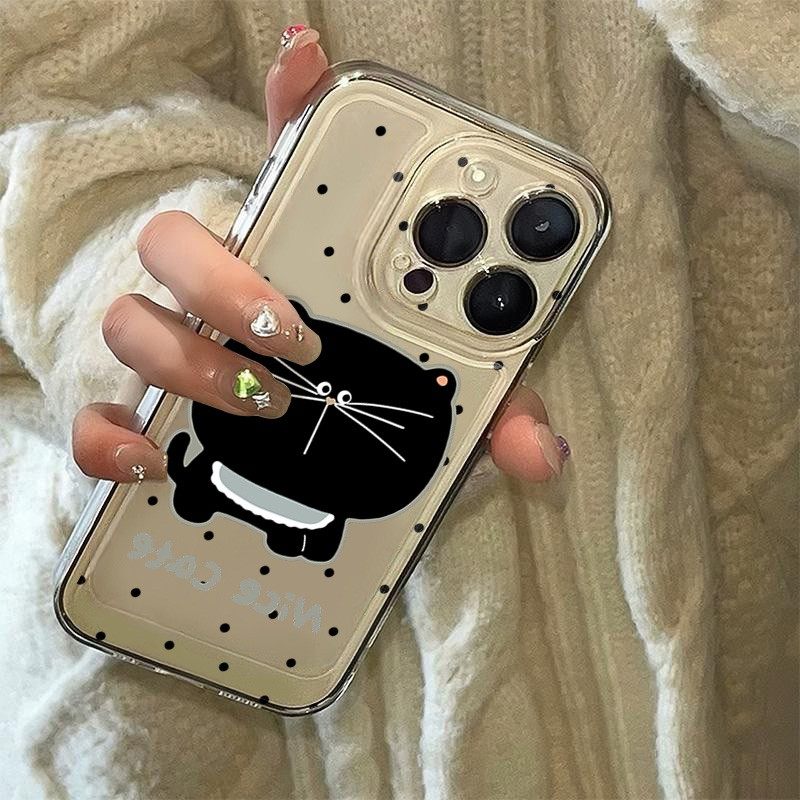 Polka Dot Big Face CatE Clear Phone Case