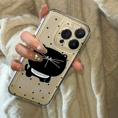 Polka Dot Big Face CatE Clear Phone Case