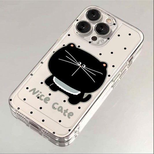 Polka Dot Big Face CatE Clear Phone Case