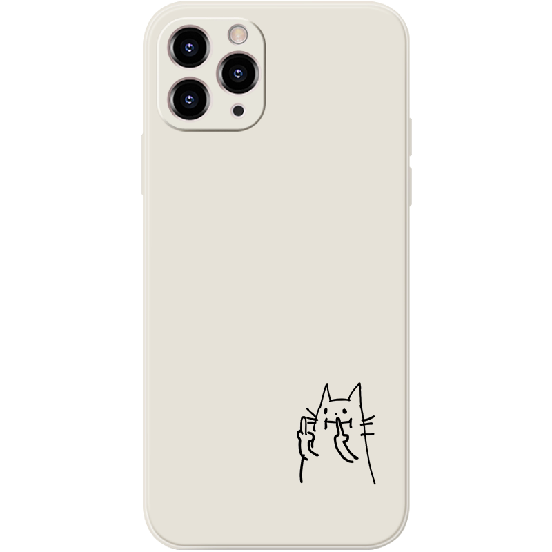 Funny Middle Finger Cat Phone Case  Cute but Rude Minimalist Aesthetic Silicone Cover