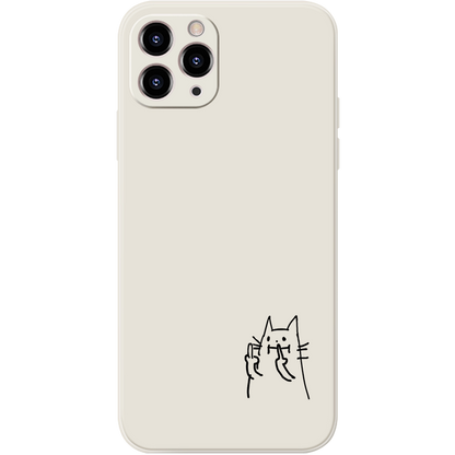 Funny Middle Finger Cat Phone Case  Cute but Rude Minimalist Aesthetic Silicone Cover