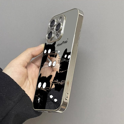 Silver Frame Cut-Out Cat Mirror Case