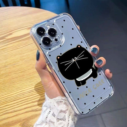 Polka Dot Big Face CatE Clear Phone Case