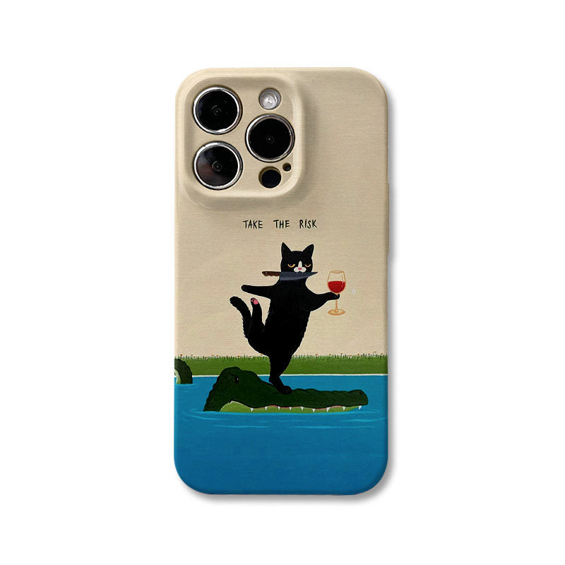 Wine Tasting Cat on Crocodile Case