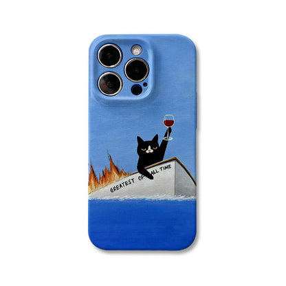 Cheers to Chaos Black Cat iPhone Case