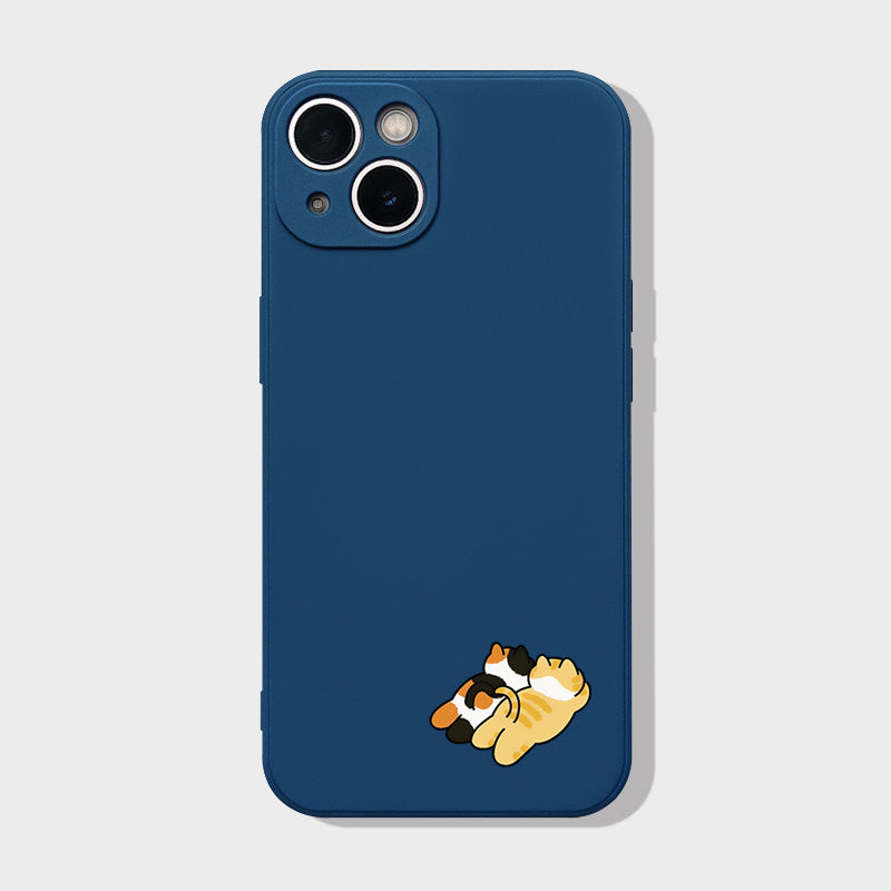 Cute Two Cats iPhone Case  Minimalist Aesthetic Silicone Phone Cover