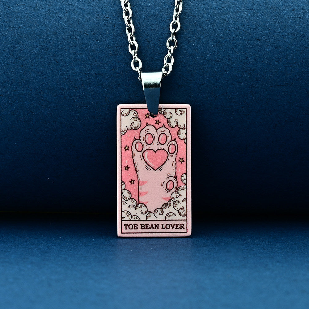 Vintage Cat Tarot Card Pendant Necklace