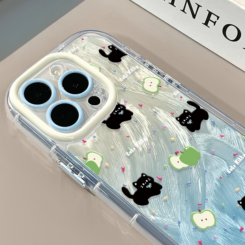 Cute Little Black Cat & Apple Case